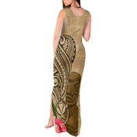 Hawaii Kanaloa Tiki Tank Maxi Dress Polynesian Tattoo and Tapa Pattern