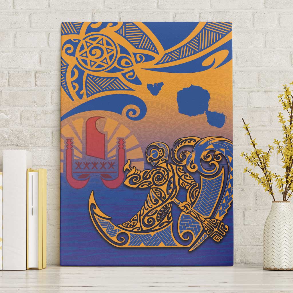 Hawaiki Nui Va'a Solo French Polynesia Canvas Wall Art Sunset Color