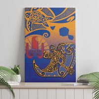 Hawaiki Nui Va'a Solo French Polynesia Canvas Wall Art Sunset Color
