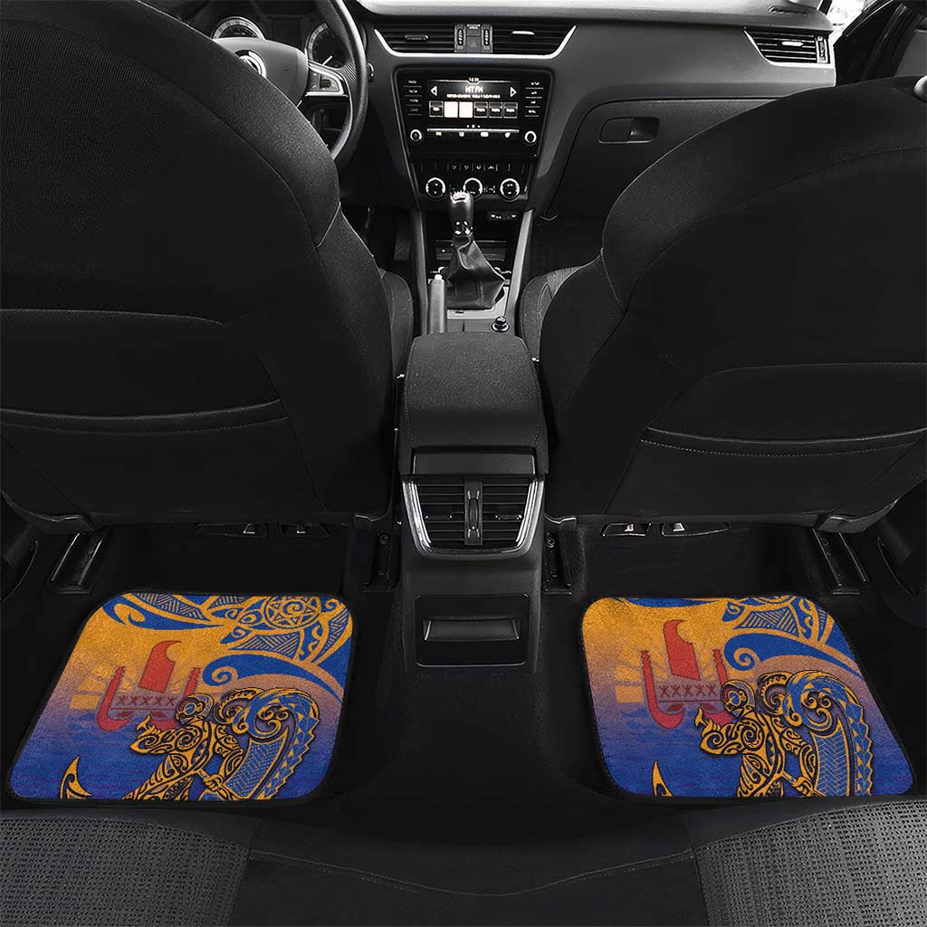 Hawaiki Nui Va'a Solo French Polynesia Car Mats Sunset Color