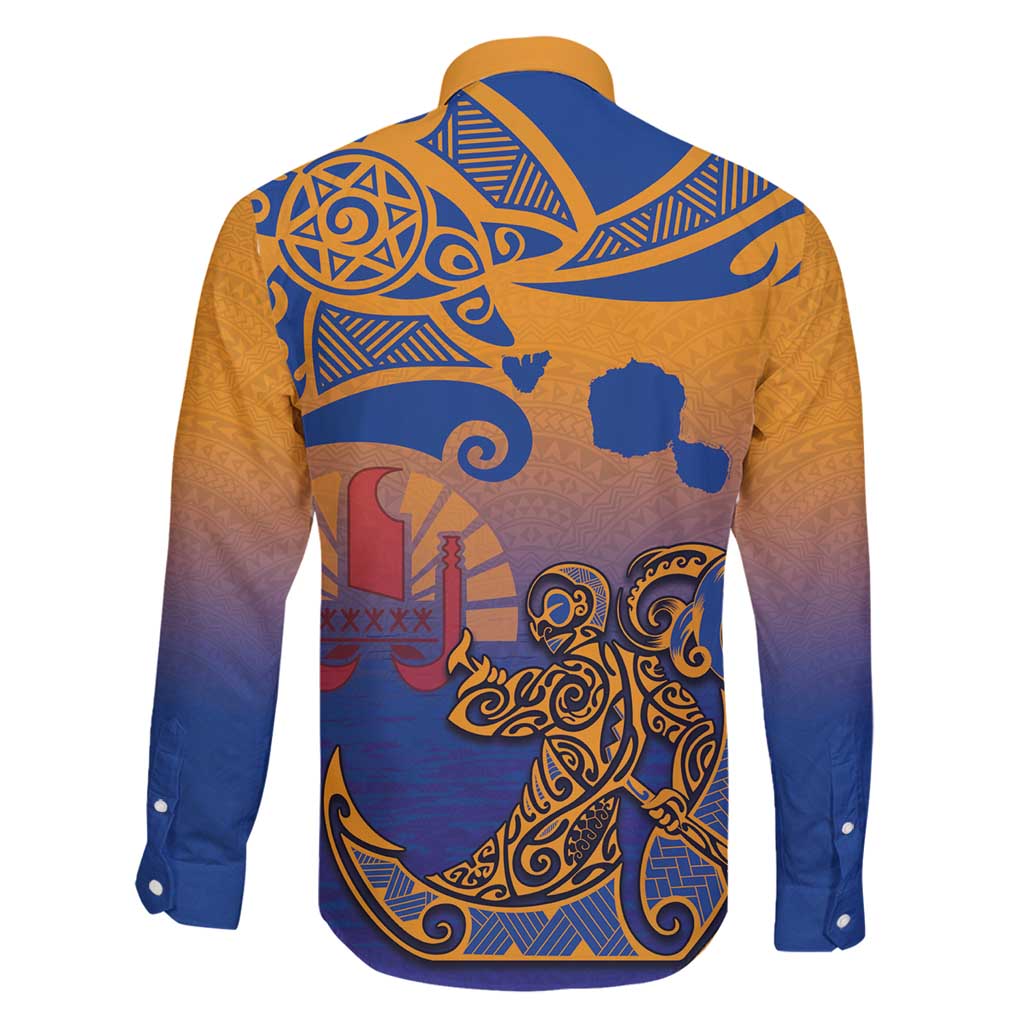 Hawaiki Nui Va'a Solo French Polynesia Family Matching Mermaid Dress and Hawaiian Shirt Sunset Color LT03 - Polynesian Pride