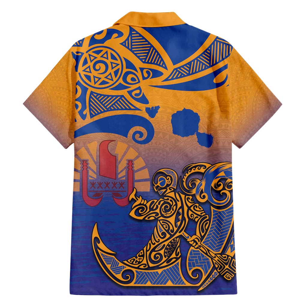 Hawaiki Nui Va'a Solo French Polynesia Family Matching Off Shoulder Maxi Dress and Hawaiian Shirt Sunset Color LT03 - Polynesian Pride