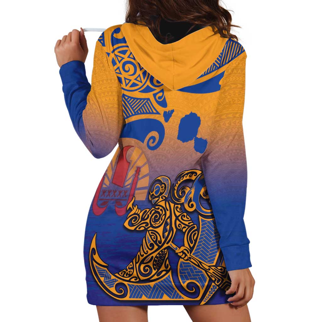 Hawaiki Nui Va'a Solo French Polynesia Hoodie Dress Sunset Color LT03 - Polynesian Pride