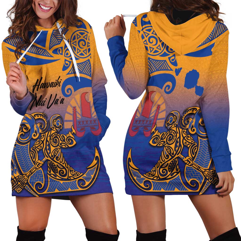 Hawaiki Nui Va'a Solo French Polynesia Hoodie Dress Sunset Color LT03 - Polynesian Pride