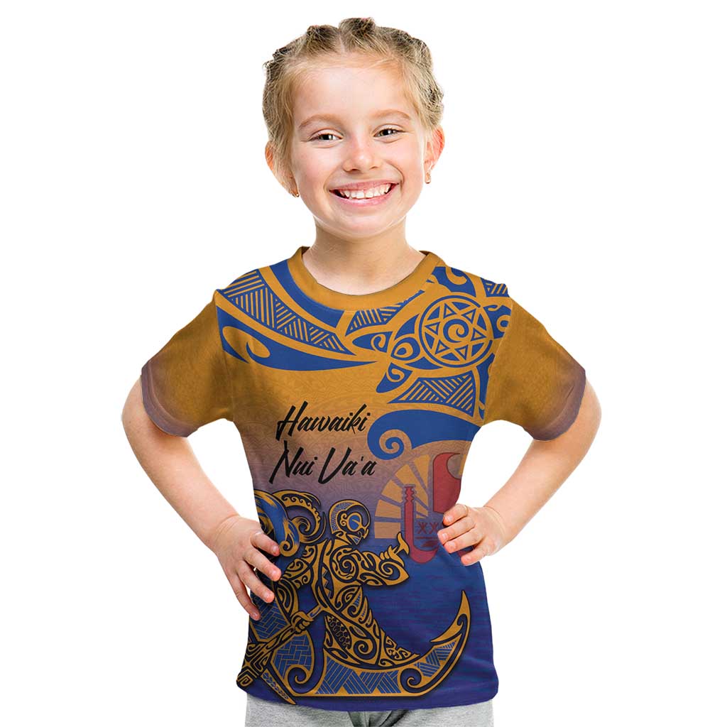Hawaiki Nui Va'a Solo French Polynesia Kid T Shirt Sunset Color LT03 Yellow - Polynesian Pride