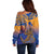 Hawaiki Nui Va'a Solo French Polynesia Off Shoulder Sweater Sunset Color