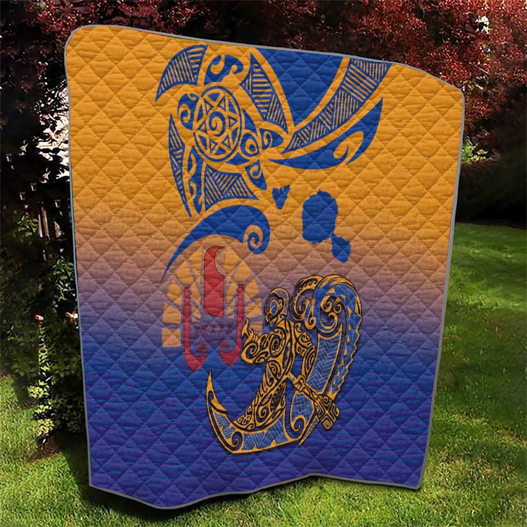 Hawaiki Nui Va'a Solo French Polynesia Quilt Sunset Color LT03 - Polynesian Pride