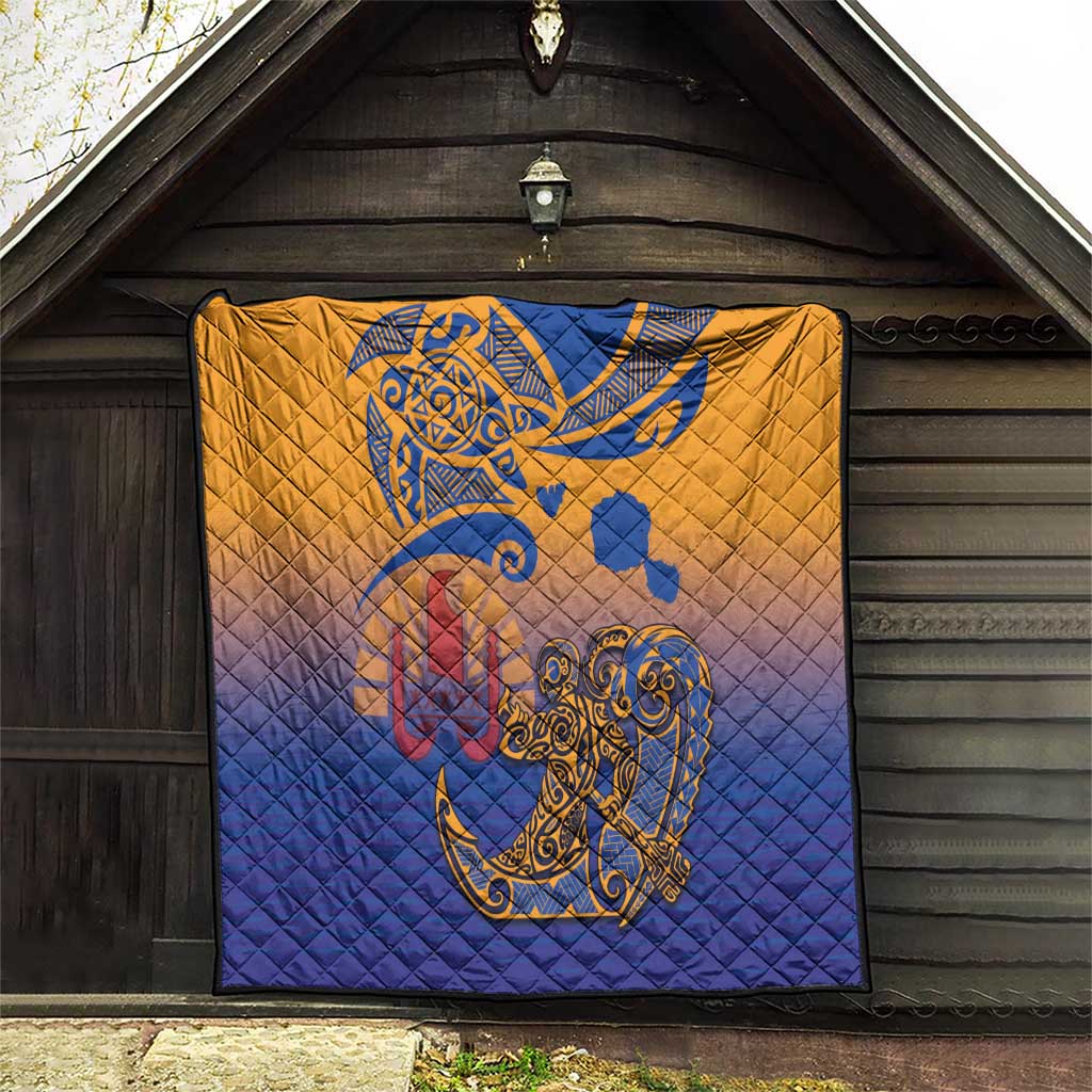Hawaiki Nui Va'a Solo French Polynesia Quilt Sunset Color LT03 - Polynesian Pride