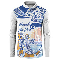 Hawaiki Nui Va'a Solo French Polynesia Button Sweatshirt Blue Color LT03 Blue - Polynesian Pride