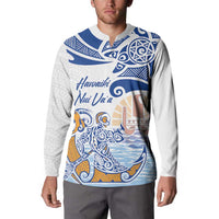 Hawaiki Nui Va'a Solo French Polynesia Button Sweatshirt Blue Color LT03 - Polynesian Pride