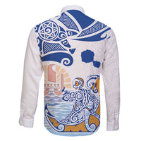 Hawaiki Nui Va'a Solo French Polynesia Family Matching Puletasi and Hawaiian Shirt Blue Color