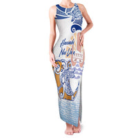 Hawaiki Nui Va'a Solo French Polynesia Family Matching Tank Maxi Dress and Hawaiian Shirt Blue Color LT03 Mom's Dress Blue - Polynesian Pride