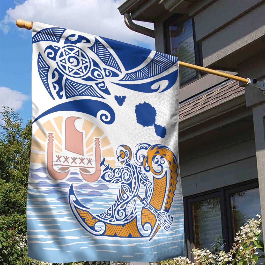 Hawaiki Nui Va'a Solo French Polynesia Garden Flag Blue Color