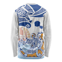 Hawaiki Nui Va'a Solo French Polynesia Long Sleeve Shirt Blue Color