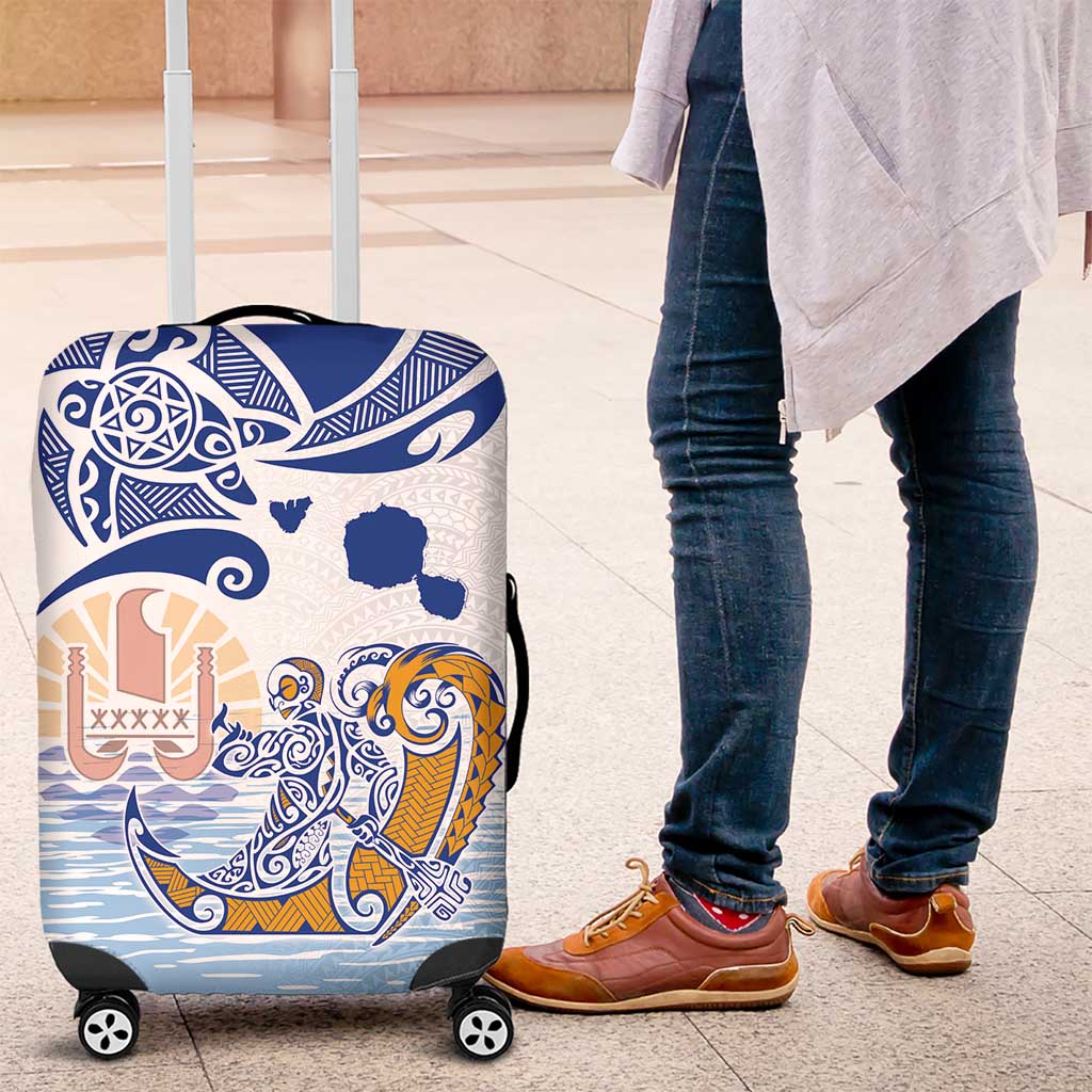 Hawaiki Nui Va'a Solo French Polynesia Luggage Cover Blue Color LT03 Blue - Polynesian Pride