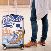 Hawaiki Nui Va'a Solo French Polynesia Luggage Cover Blue Color LT03 Blue - Polynesian Pride