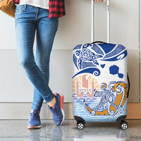 Hawaiki Nui Va'a Solo French Polynesia Luggage Cover Blue Color LT03 - Polynesian Pride