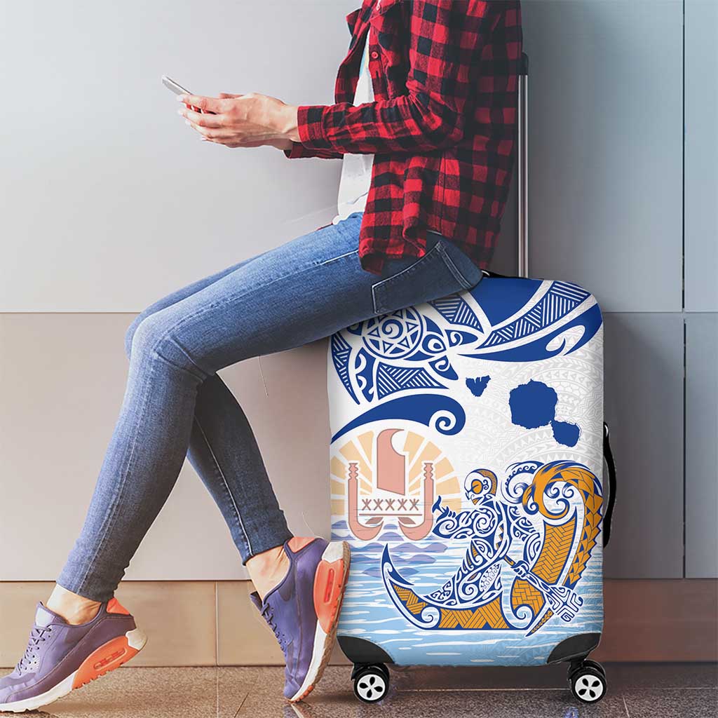 Hawaiki Nui Va'a Solo French Polynesia Luggage Cover Blue Color LT03 - Polynesian Pride