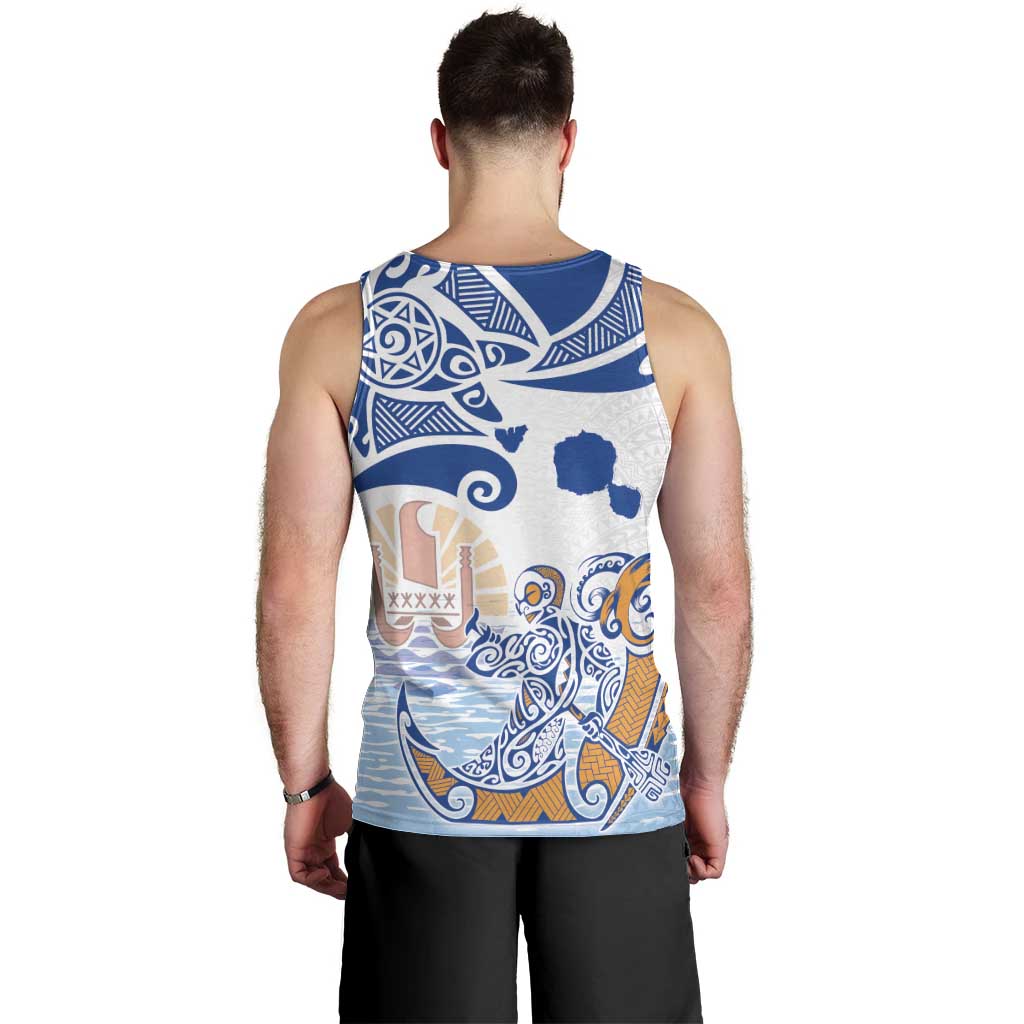 Hawaiki Nui Va'a Solo French Polynesia Men Tank Top Blue Color