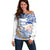 Hawaiki Nui Va'a Solo French Polynesia Off Shoulder Sweater Blue Color