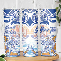 Hawaiki Nui Va'a Solo French Polynesia Skinny Tumbler Blue Color