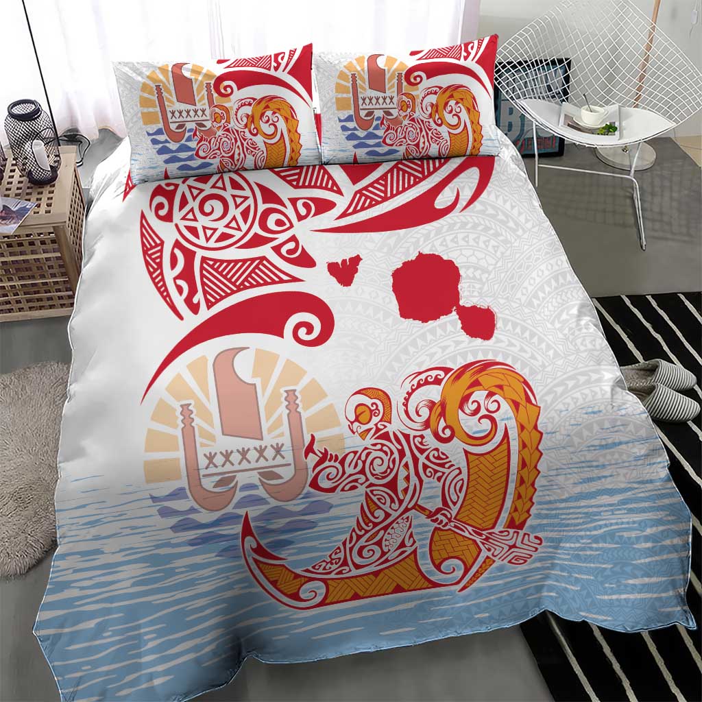 Hawaiki Nui Va'a Solo French Polynesia Bedding Set Red Color LT03 - Polynesian Pride