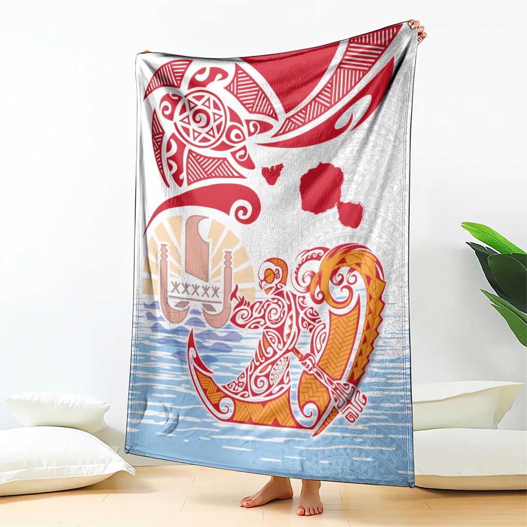 Hawaiki Nui Va'a Solo French Polynesia Blanket Red Color LT03 - Polynesian Pride
