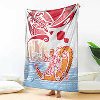 Hawaiki Nui Va'a Solo French Polynesia Blanket Red Color LT03 - Polynesian Pride