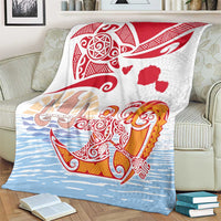 Hawaiki Nui Va'a Solo French Polynesia Blanket Red Color LT03 - Polynesian Pride
