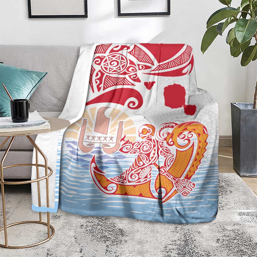 Hawaiki Nui Va'a Solo French Polynesia Blanket Red Color LT03 - Polynesian Pride