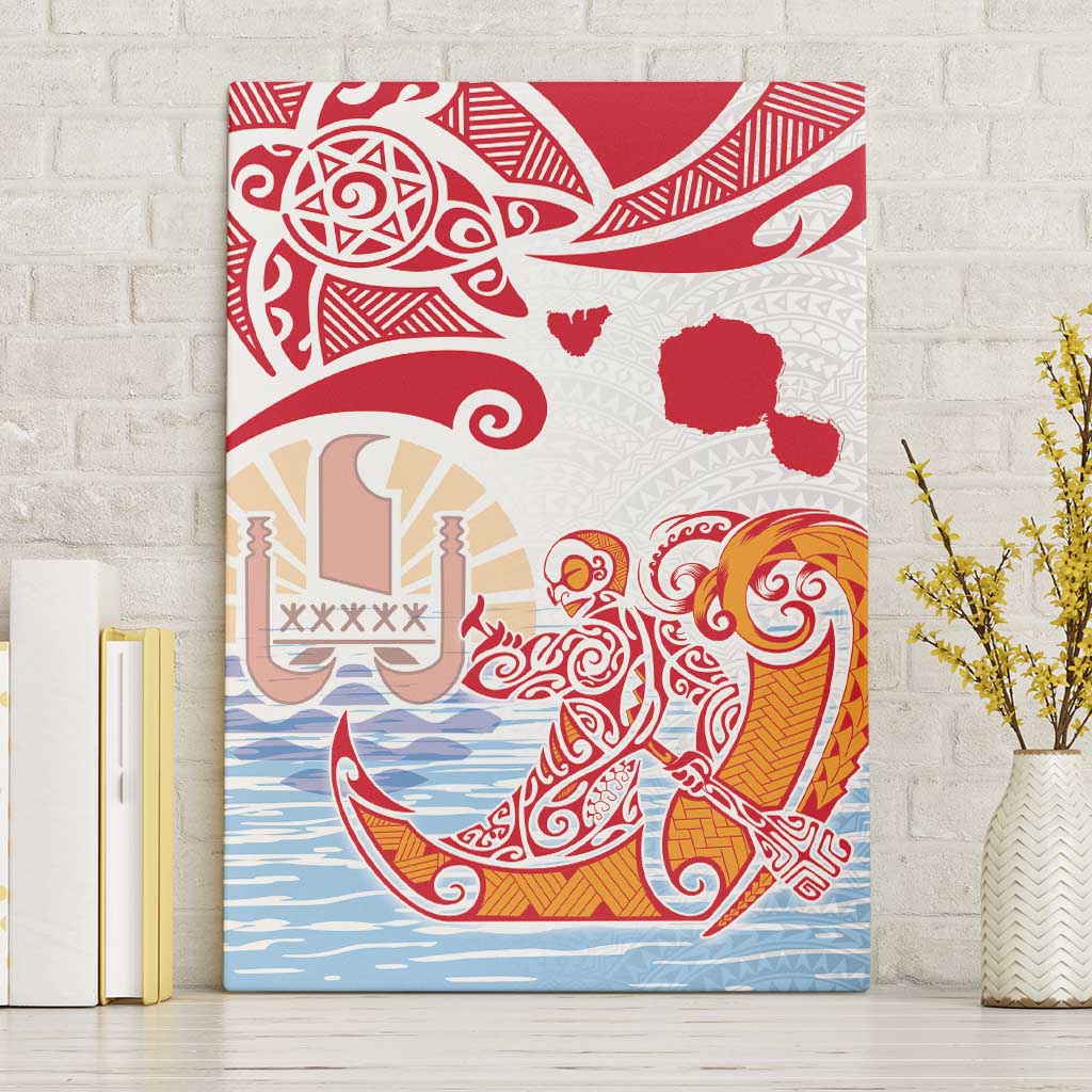 Hawaiki Nui Va'a Solo French Polynesia Canvas Wall Art Red Color