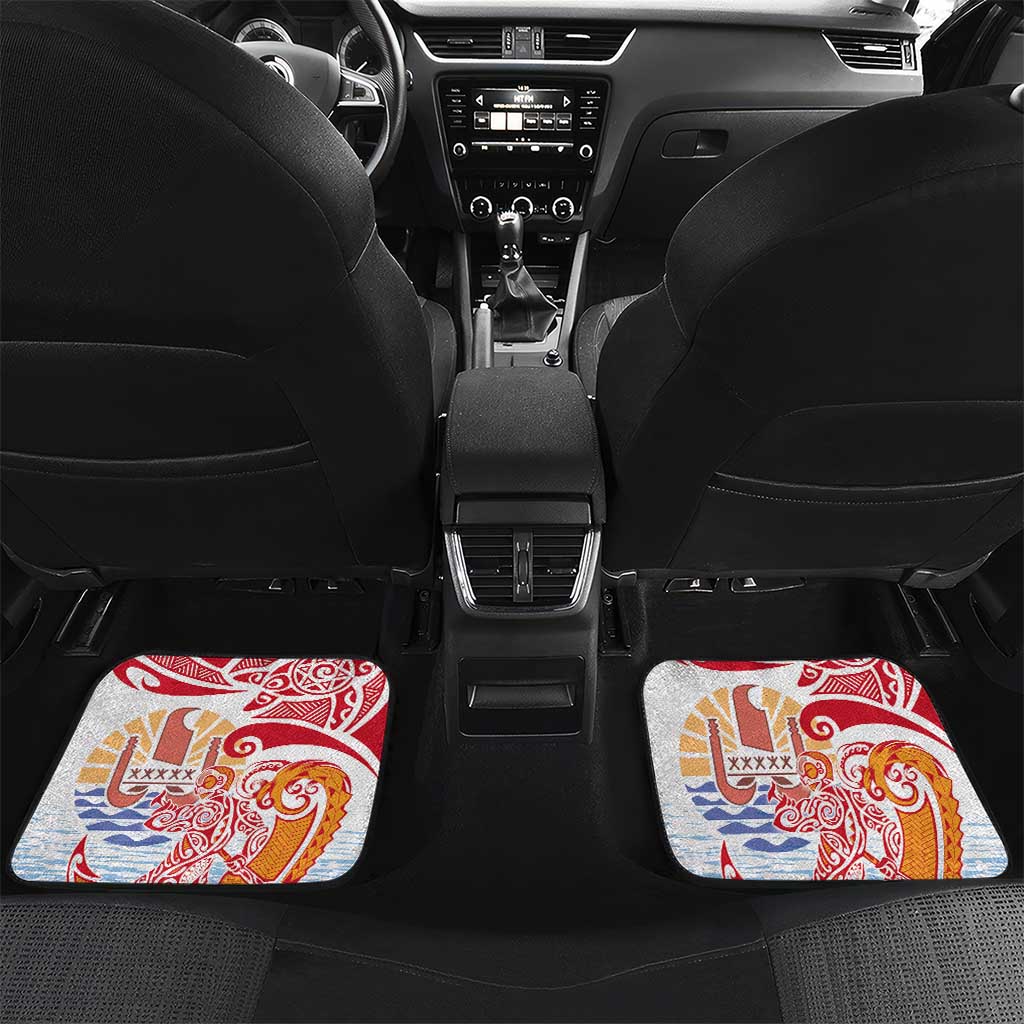 Hawaiki Nui Va'a Solo French Polynesia Car Mats Red Color