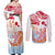 Hawaiki Nui Va'a Solo French Polynesia Couples Matching Off Shoulder Maxi Dress and Long Sleeve Button Shirt Red Color