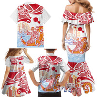 Hawaiki Nui Va'a Solo French Polynesia Family Matching Mermaid Dress and Hawaiian Shirt Red Color LT03 - Polynesian Pride