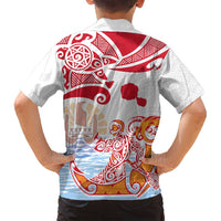 Hawaiki Nui Va'a Solo French Polynesia Family Matching Tank Maxi Dress and Hawaiian Shirt Red Color LT03 - Polynesian Pride
