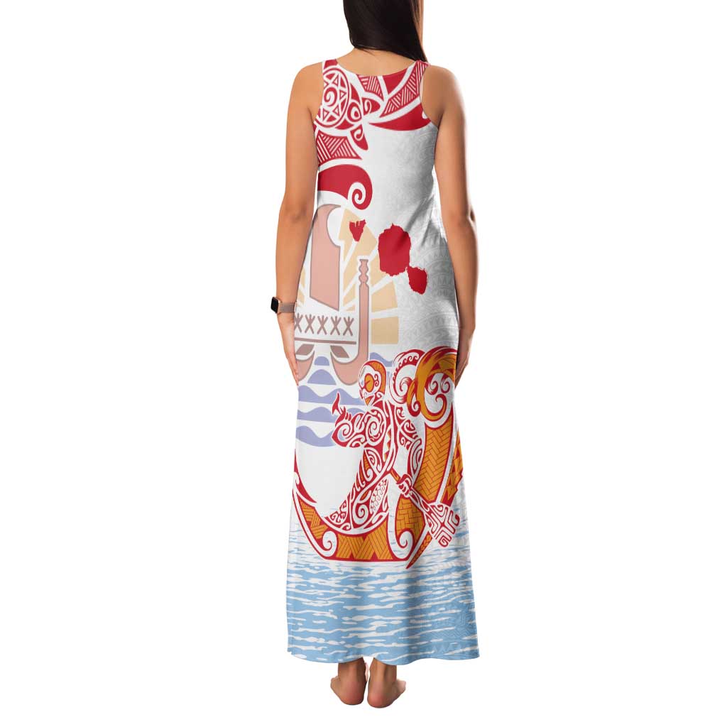 Hawaiki Nui Va'a Solo French Polynesia Family Matching Tank Maxi Dress and Hawaiian Shirt Red Color LT03 - Polynesian Pride