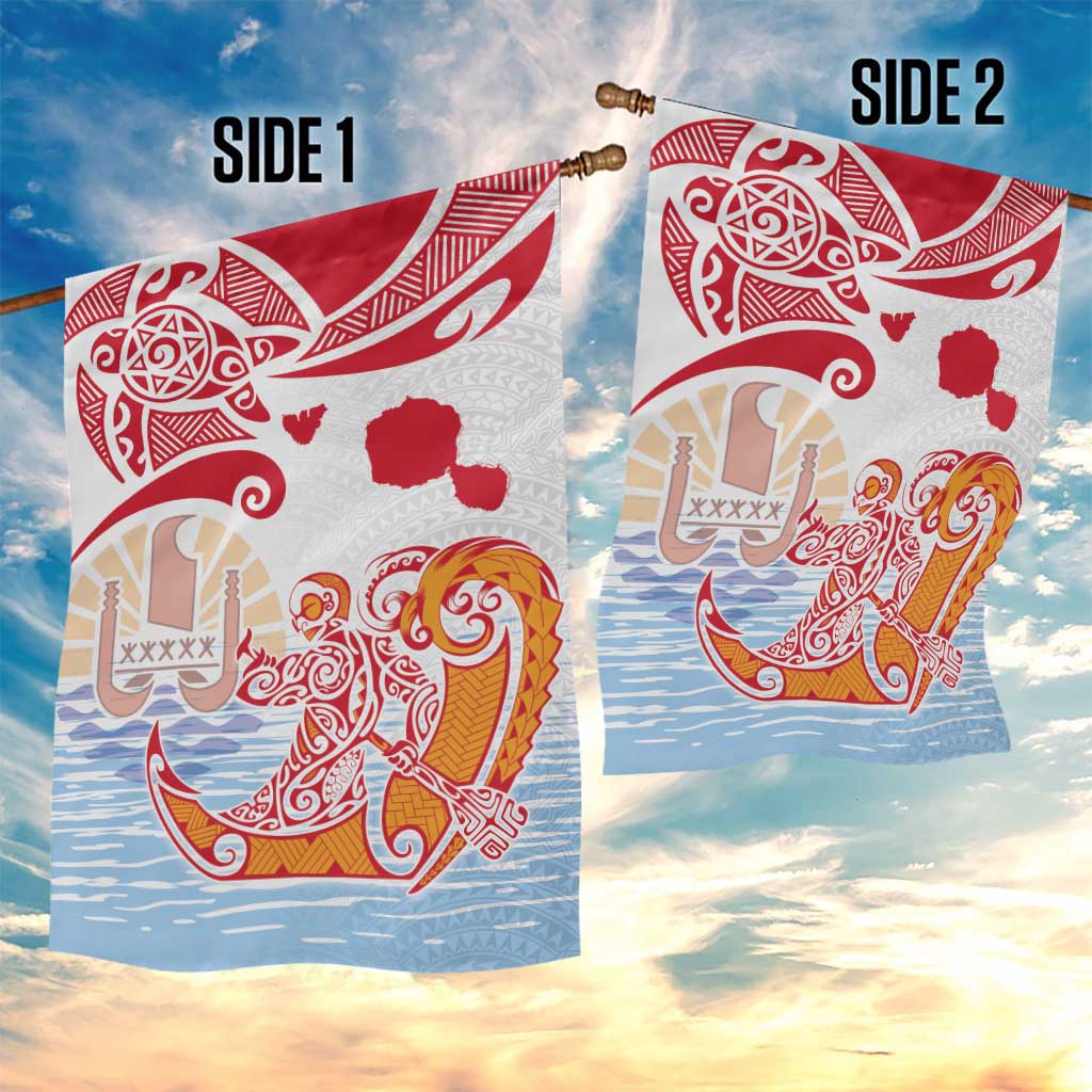 Hawaiki Nui Va'a Solo French Polynesia Garden Flag Red Color