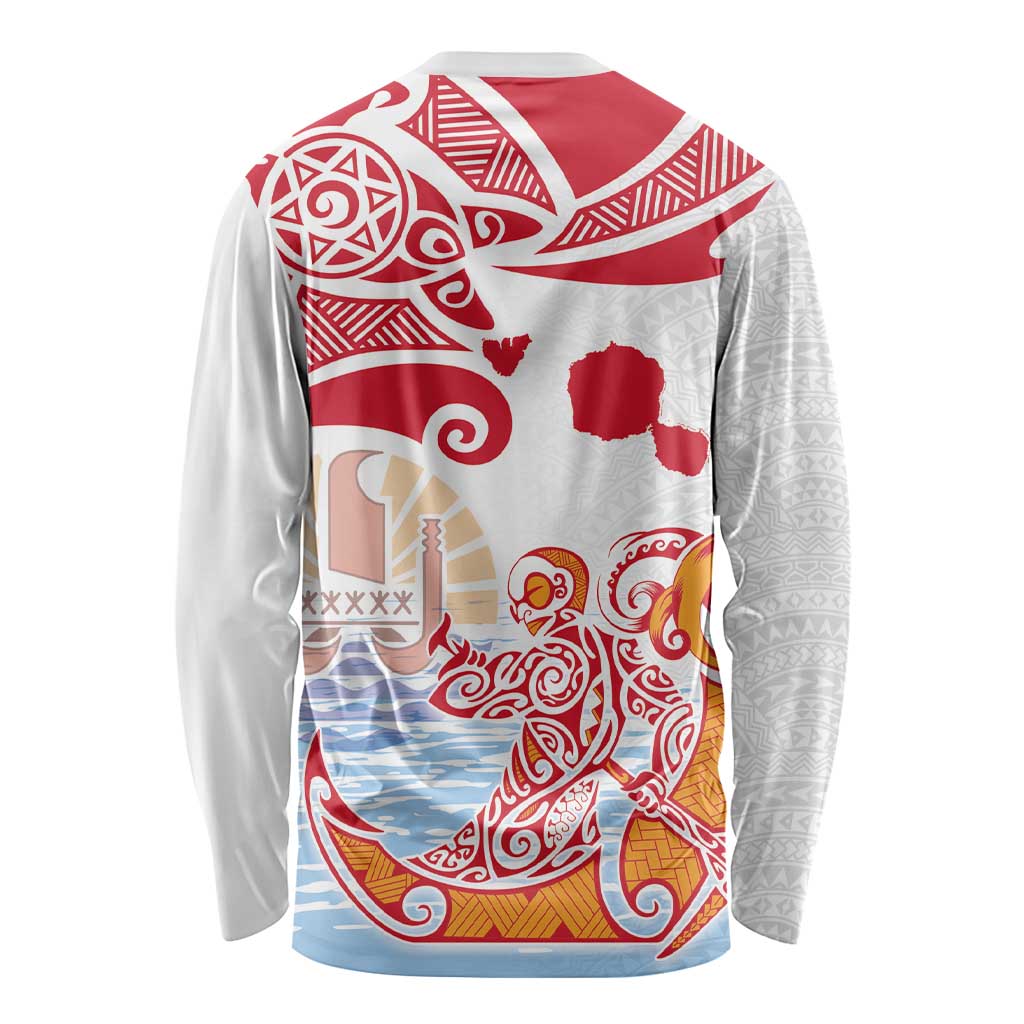 Hawaiki Nui Va'a Solo French Polynesia Long Sleeve Shirt Red Color