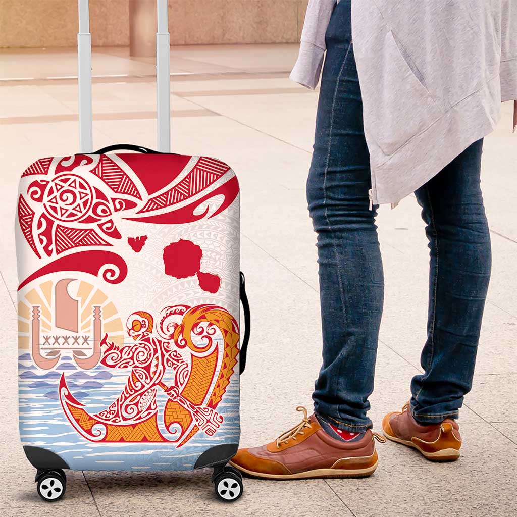 Hawaiki Nui Va'a Solo French Polynesia Luggage Cover Red Color LT03 Red - Polynesian Pride