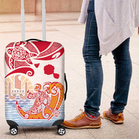 Hawaiki Nui Va'a Solo French Polynesia Luggage Cover Red Color LT03 Red - Polynesian Pride
