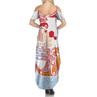 Hawaiki Nui Va'a Solo French Polynesia Summer Maxi Dress Red Color LT03 - Polynesian Pride
