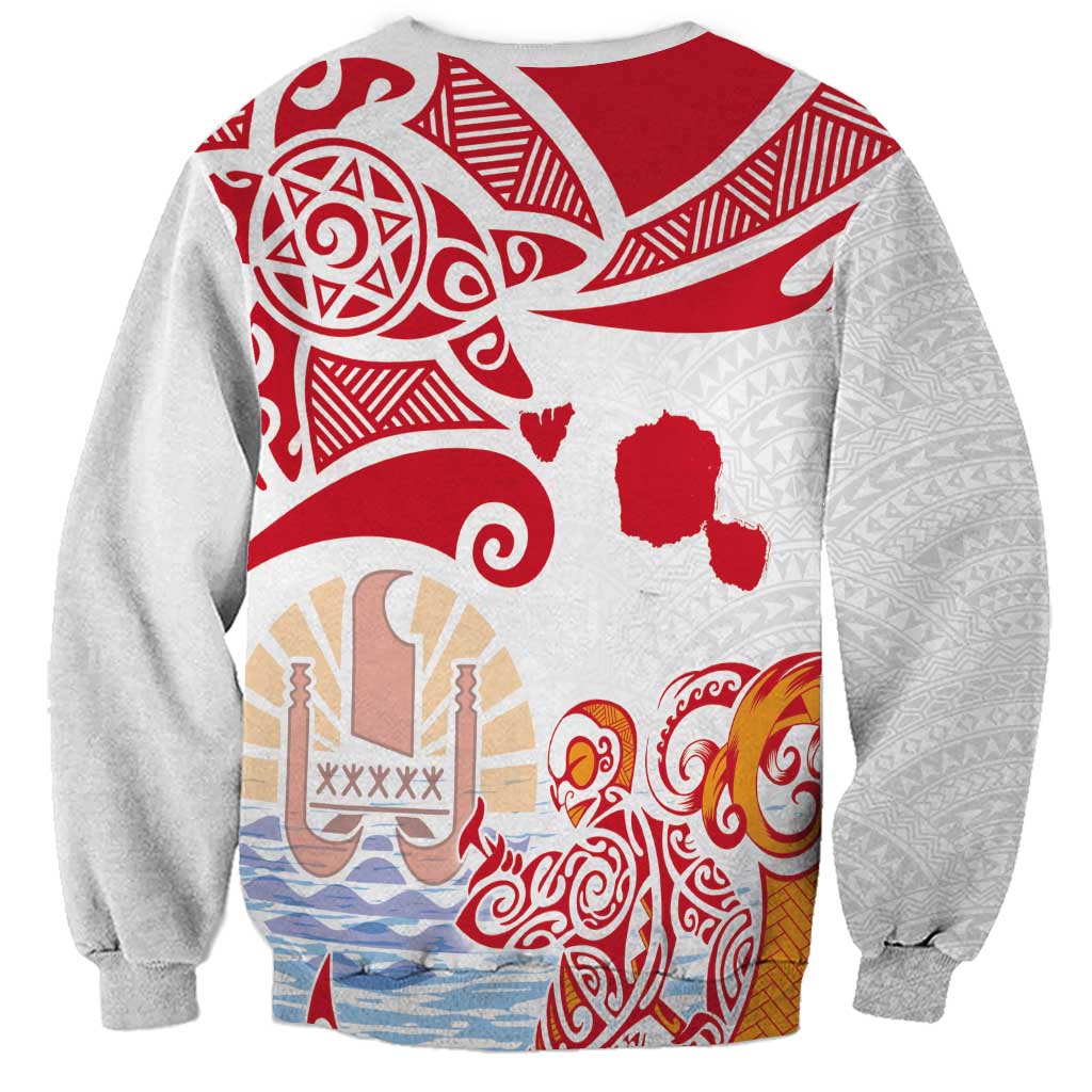 Hawaiki Nui Va'a Solo French Polynesia Sweatshirt Red Color LT03 - Polynesian Pride