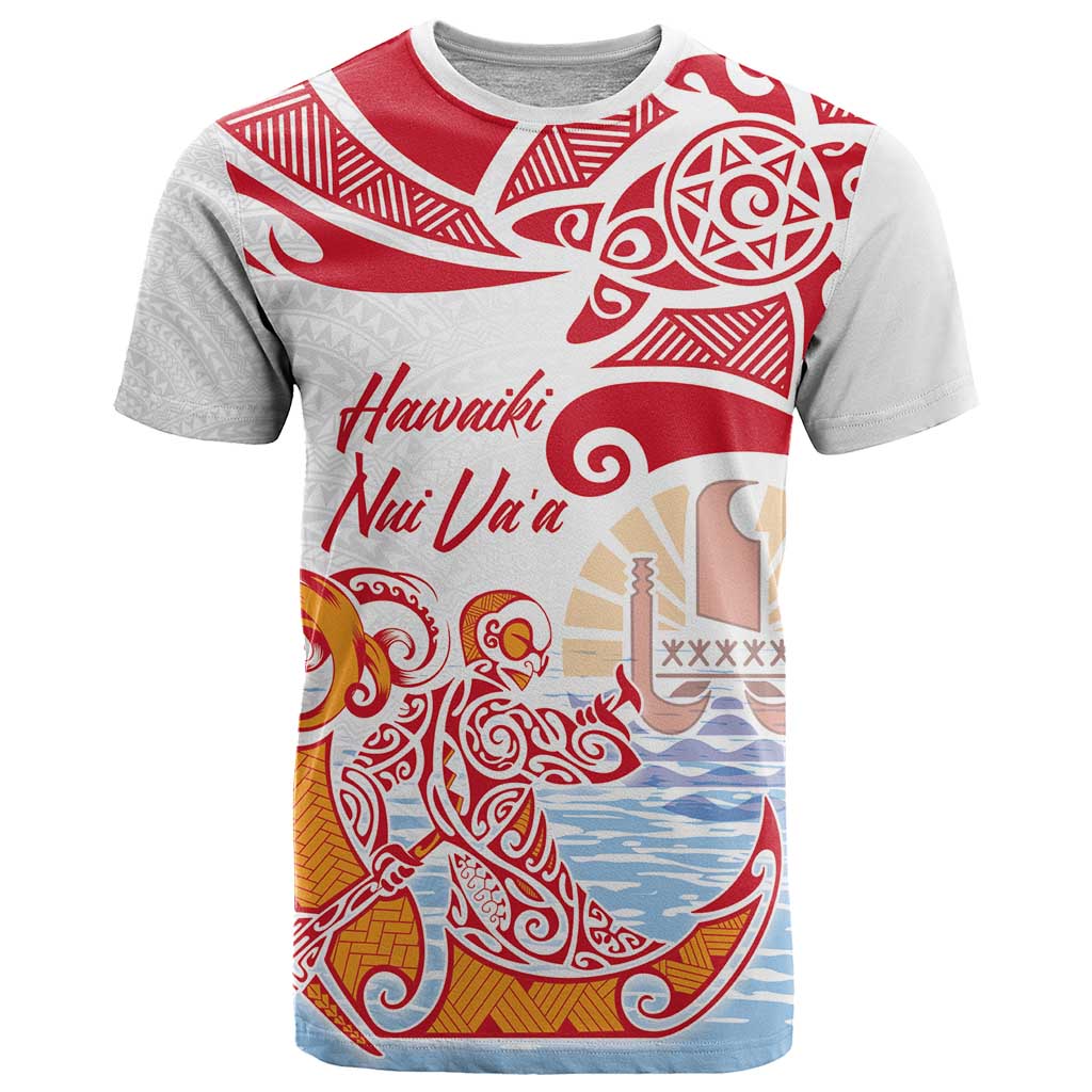Hawaiki Nui Va'a Solo French Polynesia T Shirt Red Color LT03 Red - Polynesian Pride