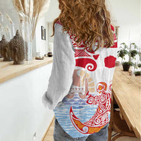 Hawaiki Nui Va'a Solo French Polynesia Women Casual Shirt Red Color LT03 - Polynesian Pride