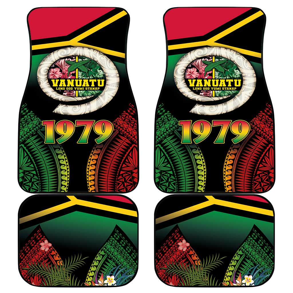 Vanuatu Constitution Day Car Mats Polynesian Tattoo and Pig Tusk Since 1979