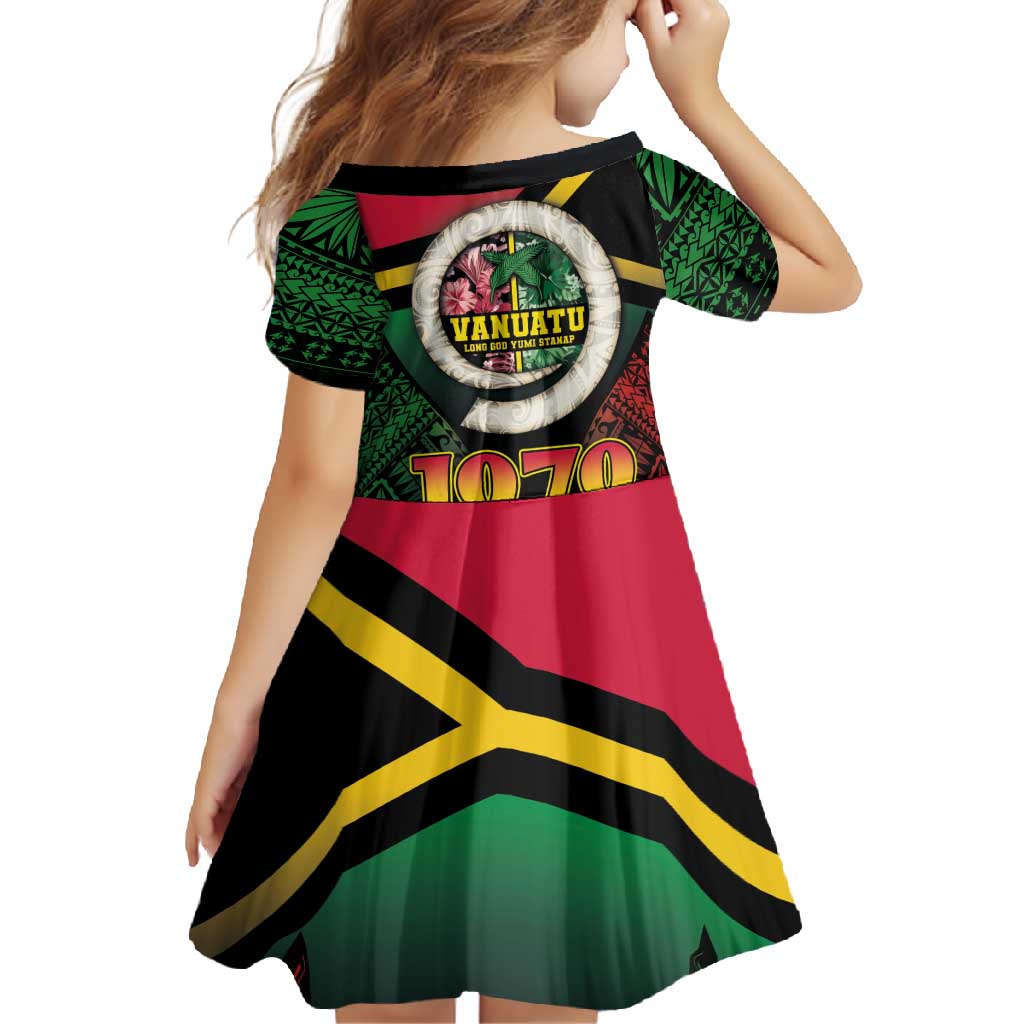 Vanuatu Constitution Day Family Matching Off Shoulder Maxi Dress and Hawaiian Shirt Polynesian Tattoo and Pig Tusk Since 1979 LT03 - Polynesian Pride