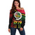 Vanuatu Constitution Day Off Shoulder Sweater Polynesian Tattoo and Pig Tusk Since 1979