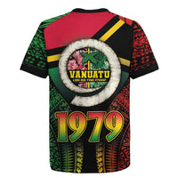 Vanuatu Constitution Day Rugby Jersey Polynesian Tattoo and Pig Tusk Since 1979