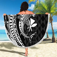Aloha Hawaii Hammerhead Shark Beach Blanket Black Kakau and Polynesian Tattoo LT03