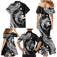 Aloha Hawaii Hammerhead Shark Family Matching Mermaid Dress and Hawaiian Shirt Black Kakau and Polynesian Tattoo LT03 - Polynesian Pride